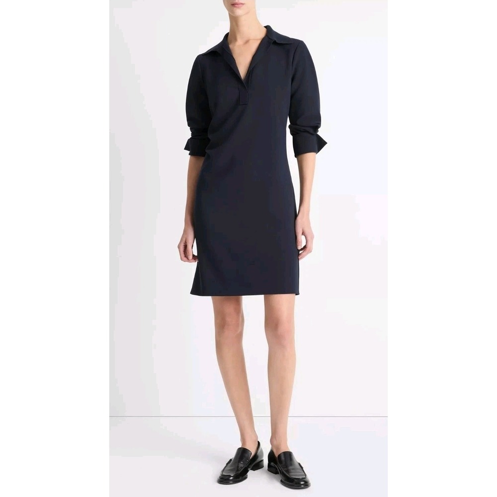 Vince Women's Rugby Ruched Double Knit Dress Coastal Blue Size 6 NEW! $425